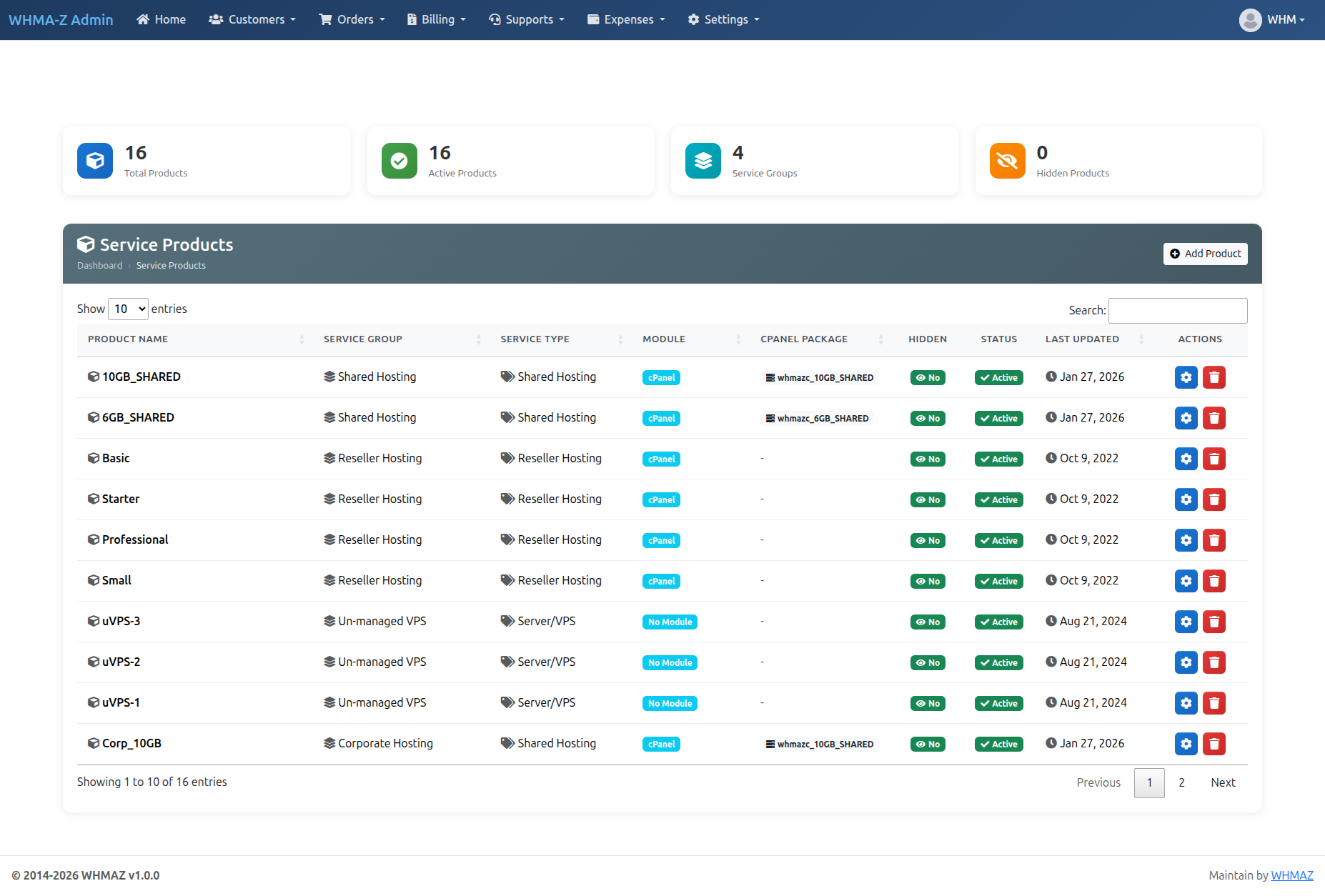 Package Management List